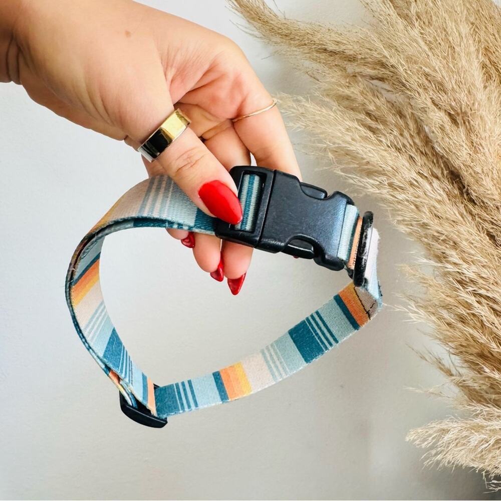 LEEDS Doheny White Blue Stripe Dog Leash Buckle Collar Step Harness $135 Set - Picture 13 of 16